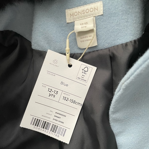 Kids Blue Coat with Black Accents - Picture 3 of 5